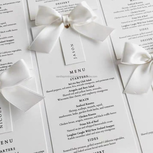 Cartes de menu élégantes en PVC avec noms d'invités sérigraphiés Papier fantaisie et rubans pour l'impression offset décorative en carton - Product Image 5