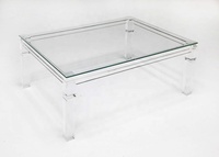 Supports d'affichage carrés en acrylique avec ensembles de table basse en verre trempé