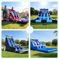 Grand toboggan aquatique gonflable à prix abordable, grand toboggan bleu avec piscine, toboggan gonflable en PVC, grand toboggan aquatique pour piscine pour enfants