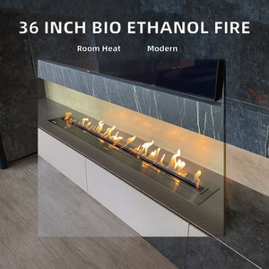 Caminetto a Bioetanolo Moderno in Acciaio da 36 Pollici con Inserto per Installazione Interna in Soggiorno e Hotel - Product Image 2