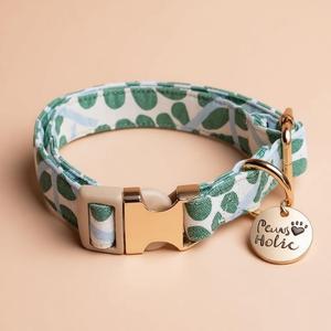 Collar de Perro de Algodón Suave con Estampado Minty Dew, Talla M, Lujoso, Premium, Elegante, Cómodo, Duradero, Accesorio para Pasear, Personalizado con Luces - Product Image 1
