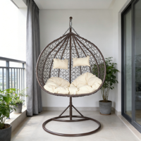 Chaise suspendue en rotin pour jardin, balcon, patio, meubles d'extérieur personnalisés, chaise suspendue en forme d'œuf, hamac, avec support, 2 places