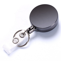 Portacredenciales Retráctil de Metal Gris de 4 cm con Soporte Vertical para Tarjeta de Identificación y Cable Retráctil para Tarjetas de Crédito