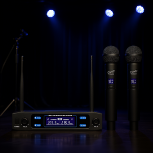 Supersonic Dual Channel <b>Wireless</b> <b>Microphone</b> VHF 211.3-215.3MHz Stage <b>System</b> With Screen - Product Image 2