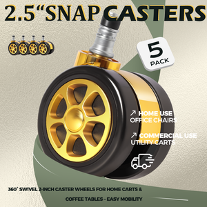 Nnoble 2,5 polegadas ouro rico zinco liga móveis Castor Adequado para tapetes Twin-Wheel Office Chair Caster Wheel - Product Image 2