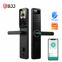 Cerradura Inteligente con Huella Dactilar SJJ, Teclado Táctil con App Tuya, Tarjeta IC RFID, Entrada sin Llave, Aleación de Aluminio para Puerta de Madera
