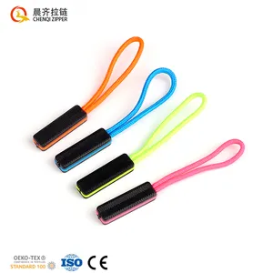 Custom logo charms rubber zippers pulls fancy three-layer colored glossy handle zipper puller personalized pvc zipper pull rope