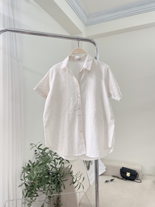 Blusa de Verano TN03 para Mujer, Camisa de Manga Corta con Rayas Finas Pastel, Corte Holgado, Algodón Slub, Talla Única - Product Image 4