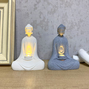 Statue <span class=keywords><strong>de</strong></span> Bouddha avec lumière, petit ornement <span class=keywords><strong>de</strong></span> table, décoration sereine pour la maison, bureau, <span class=keywords><strong>salon</strong></span> et salle <span class=keywords><strong>de</strong></span> thé, 1 pièce - Product Image 1