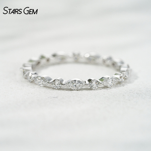 Anillo de Eternidad de Lujo Unisex Vintage de Oro de 18K con Diamante Cultivado en Laboratorio de Corte Marquesa de 0.89ct 2*4mm, Color D, Certificado IGI, de Starsgem - Product Image 5