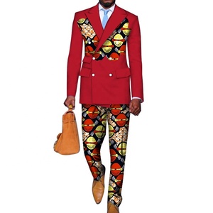 Ensemble de vêtements à motif imprimé pour <span class=keywords><strong>homme</strong></span>, vêtements africains à Double boutonnage, veste à revers à pointe, pantalon Design, <span class=keywords><strong>Blazer</strong></span>, costumes pour hommes - Product Image 3