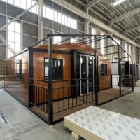 Maison conteneur en acier pliable et extensible, 2 chambres, étanche, résistante au vent, respirante, design contemporain, villa portable