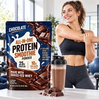 Poudre de Smoothie Protéiné Certifiée GMP Marque Blanche, Lactosérum de Bovins Élevés en Pâturage avec Collagène, Sans OGM, Complément Nutritionnel Post-Entraînement