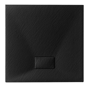 Plato de Ducha Cuadrado Negro Moderno de 80x80cm, Esencia de Piedra, Delgado, Impermeable, de Resina Acrílica Artificial para Hoteles y Cuartos de Ducha - Product Image 1