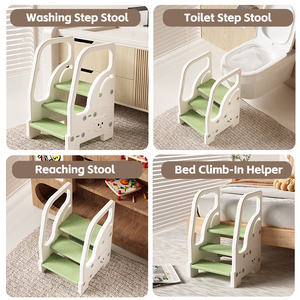Taburete de aumento de altura de baño para niños con reposabrazos Lavabo de bebé Reposapiés Ottomon Muebles para niños - Product Image 3