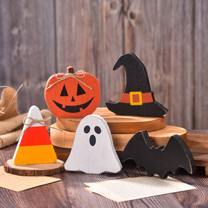 Adornos Decorativos de Madera para Halloween, Calabaza, Murciélago, Sombrero de Bruja, Fantasma, Estilo Dulce, Decoración Interior para el Hogar - Product Image 1