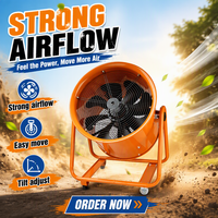 Ventilateur d'extraction portable de 800 mm, déplaceur d'air repositionnable, conçu pour la ventilation des chantiers et l'équipement de circulation d'air