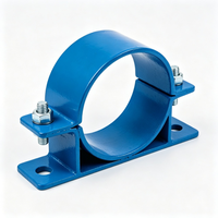 Support de fixation pour tuyaux en tôle avec bande de serrage et plaque de base pour équipements miniers