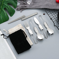 Couteau de table pliant Portable, pour la maison, fourchette à salade, cuillère baguettes de voyage vaisselle en acier inoxydable 304