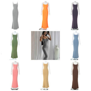 Nuevo Vestido Halter Acanalado de Moda para <span class=keywords><strong>Mujer</strong></span>, un Vestido Largo sin Espalda, Ajustado y que Realza la Figura - Product Image 2