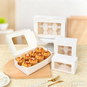 Cao cấp vuông bánh hiển thị cứng nhắc hộp tái chế vật liệu không thấm nước bền kraft giấy UV bù đắp in ấn thực phẩm container - Product Image 6