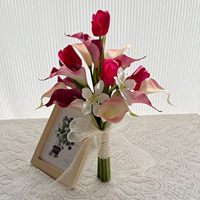 Fleur artificielle Calla Lily rose frais en PU souple, style coréen, faite à la main, réaliste, pour décoration de mariage et bouquet de mariée