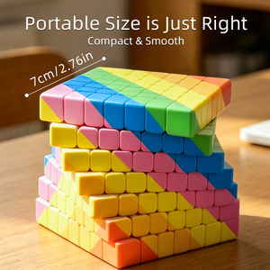 Cube de vitesse arc-en-ciel Eco ABS 7x7, jouet de puzzle cérébral pour adultes à haute difficulté, cube magique infini en plastique coloré - Product Image 6