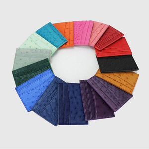 ZENOS Luxury Plain Genuine Ostrich Leather Credit Card Holder Slim Coin <b>Purse</b> Custom Colored Business Card Case - Product Image 4