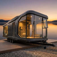 LeopadHome Space Capsule, maison préfabriquée mobile avec roues, design de conteneur détachable pour une utilisation en extérieur