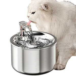 Custom a batteria senza fili automatico fuente de agua para gato pet gatto acqua potabile fontana in acciaio inox