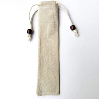 Ensemble de couverts en acier inoxydable avec pailles, sac en velours, sac en coton et lin imprimé personnalisable, sac d'emballage