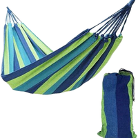 Hamac en toile rayé portable avec sac de transport, plage, voyage, randonnée, aventure en plein air, camping, hamac en toile