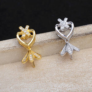 Accessoire de bricolage pour bijoux en perles, pendentif cœur vide, support pour perles de 13-14 mm, tête enveloppée, pendentif JG5962 semi-fini pour perles en vrac - Product Image 2