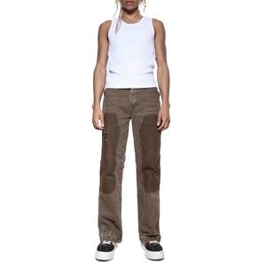 Herren Vintage Brown Flare Carpenter Pant Herren Distressed Carpenter Jeans Patch Ripped Holes <span class=keywords><strong>Ragged</strong></span> Flared Jeans - Product Image 3