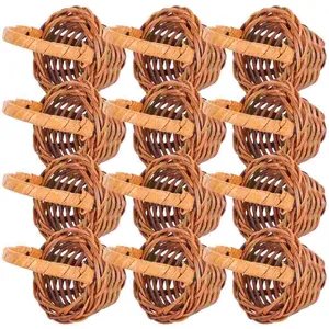 12pcs Set Mini Wooden Woven Eco-Friendly Easter Storage <strong>Baskets</strong> for Dollhouse Easter Candy &amp; Party Favors Decor - Product Image 1