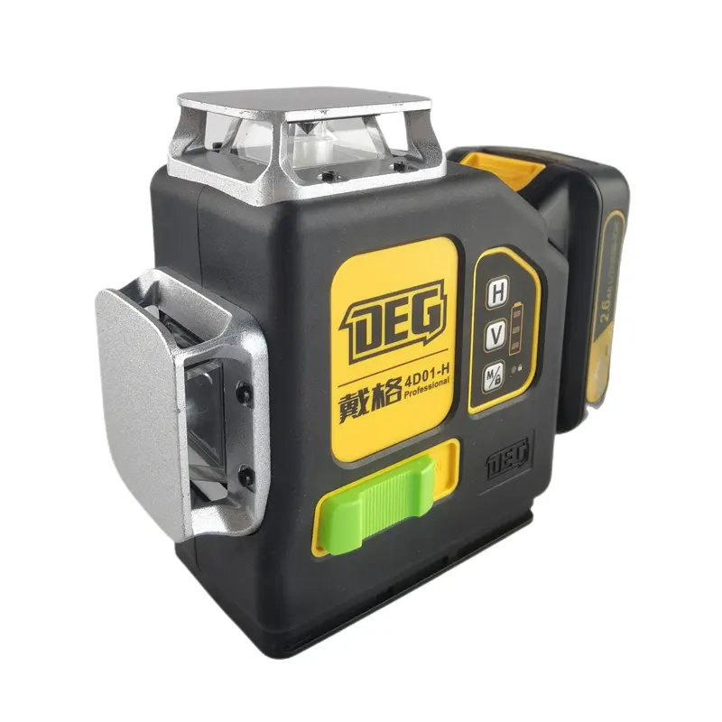 DEG 4D01-H12U Up 3D 12 lines rechargeable lithium battery pack 360 green auto leveling laser level tool