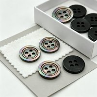 Boutons en nacre noire concaves à 4 trous, double bord fin, boutons à coudre pour costume, chemise, vêtements formels