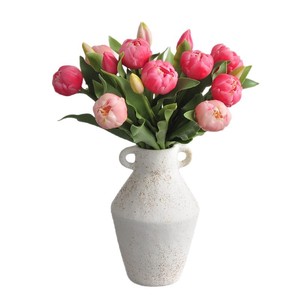 Ramo de Tulipanes Artificiales de Goma Suave, 5 Cabezas, Corto, Multicapa, Estilo de Alta Gama, Decoración de Escritorio - Product Image 5