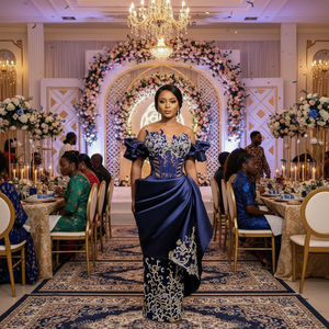 Robe de mariée somalienne de luxe artisanale, robe de mariée africaine, magnifiques détails de broderie multicolores, coton, soie, polyester - Product Image 2