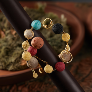 Fashion <b>Beaded</b> <b>Bracelet</b> 316L Stainless Steel PVD <b>Gold</b> Plating Sustainable Resistant Multi Color Round Beads - Product Image 3