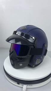 Casco mezza <span class=keywords><strong>moto</strong></span> Vintage di fascia alta con rivestimento in pelle e protezione protettiva per il viso - Product Image 2