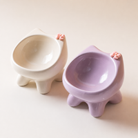 Bol en céramique créatif Qianrui pour chat, grand diamètre, étanche, facile à nettoyer, pour chien, accessoires mignons pour animaux de compagnie