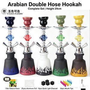Cachimba árabe de doble manguera, juego completo de 29 cm, pipa de agua de vidrio, kit para fumar con cuenco y accesorios - Product Image 1