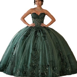 Vestidos de Quinceañera <span class=keywords><strong>Verde</strong></span> <span class=keywords><strong>Esmeralda</strong></span> sin Tirantes, con Encaje y Lentejuelas, <span class=keywords><strong>Vestido</strong></span> de <span class=keywords><strong>Fiesta</strong></span>, <span class=keywords><strong>Vestido</strong></span> de Graduación, Vestidos de 15 Años Personalizados - Product Image 6