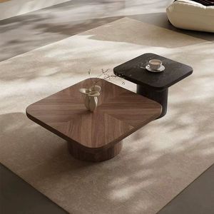 Table basse moderne italienne luxueuse en noyer carré minimaliste Design simple pour <span class=keywords><strong>petit</strong></span> salon chambre maison Designer <span class=keywords><strong>TV</strong></span> - Product Image 3