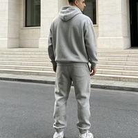 Hoodie dan Celana Panjang Gaya Amerika, Model Longgar, 2 potong, polos, setelan hoodie dan celana olahraga, Langsung dari Pabrik