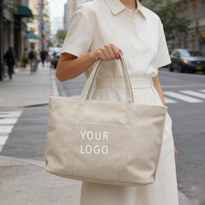 Borsa a Tracolla in Tela di Cotone Grigio Chiaro, Resistente e di Tendenza, con Opzione di Stampa Logo Personalizzata, Riutilizzabile per lo Shopping - Product Image 1