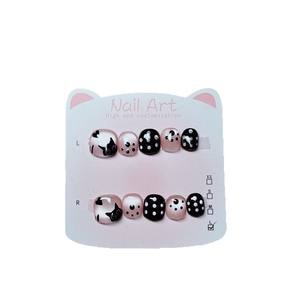 Ongles à presser courts pour enfants, motif chat de <span class=keywords><strong>dessin</strong></span> animé peint à la main, design mignon pour doigts - Product Image 5