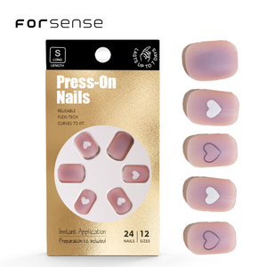 24 piezas personalizadas Etiqueta Privada Honey Girl uñas postizas con corazones prensa corta mate en las uñas Venta al por mayor proveedor de uñas postizas Kawaii - Product Image 4
