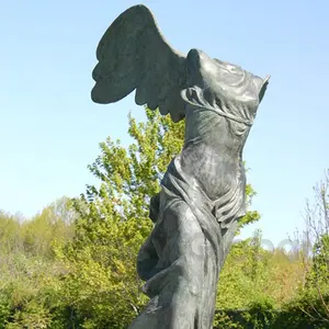Statue d'ange de sculpture de victoire en bronze classique grandeur nature de jardin extérieur